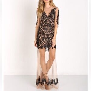 For Love & Lemons Lotus Maxi Dress Black